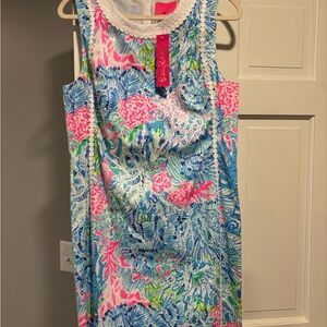 Colorful Sleeveless Dress with Lace Trim